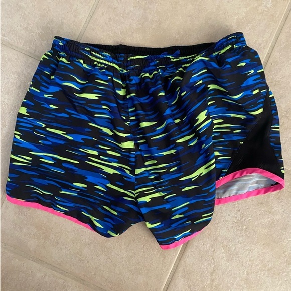 Nike Women's Dri-Fit Printed Running Shorts Tempo Blue Pink Size Medium Run - Picture 4 of 4